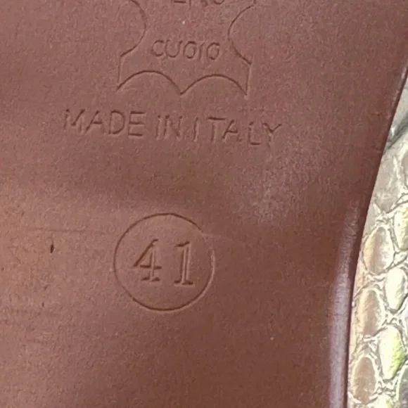 Nadia Ferri ~ Size 9.5 ~ Gold Snakeskin Platform Heels Rhinestones Italy Women’s - Picture 8 of 11